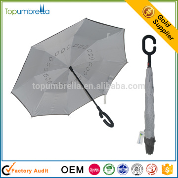 2017 Alibaba Recommend c handle upside down double layer inverted umbrella